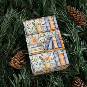 Book Lover Wrapping paper, Bookworm Gift Wrap, Bookish, Literature, Librarian, Books on a Shelf, Botanical, Floral Birthday Gift Wrap image 6