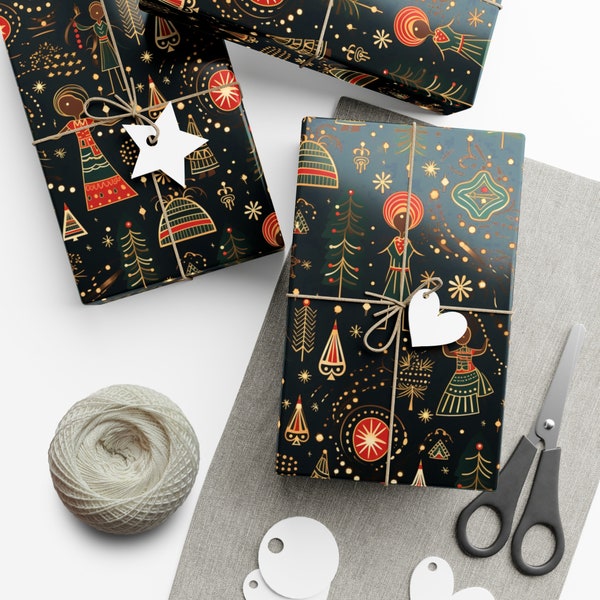 Afrocentric Holiday Wrapping Paper, African Gift wrap, Ethnic Gift Wrap, African American Christmas Gift