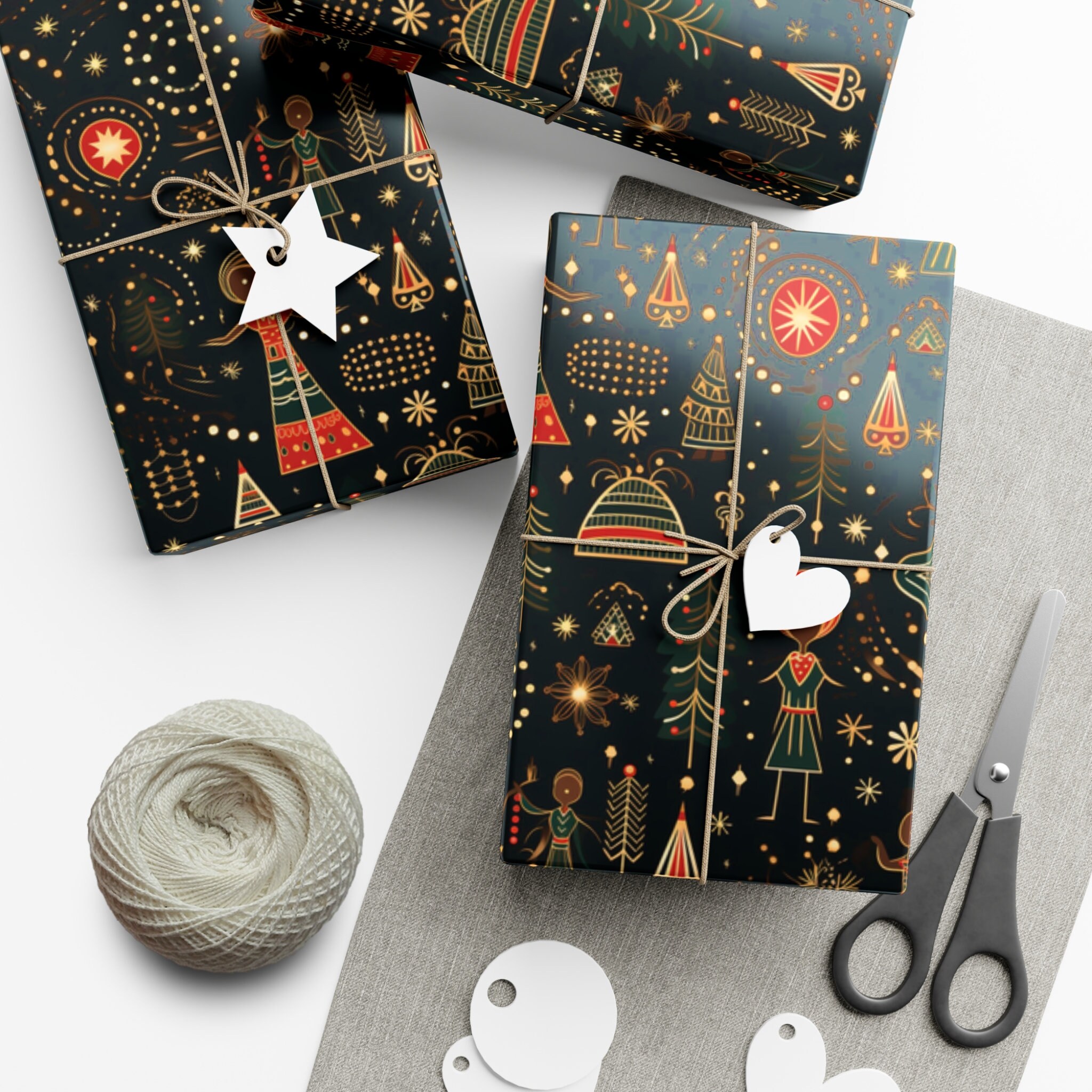 Afrocentric Holiday Wrapping Paper, African Gift Wrap, Ethnic Gift Wrap, African American