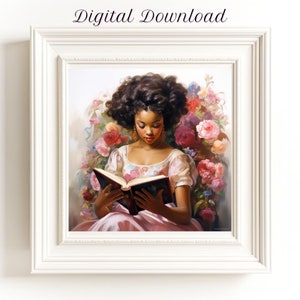 Black Woman Reading Baroque Vintage Clipart Bundle, African American ...