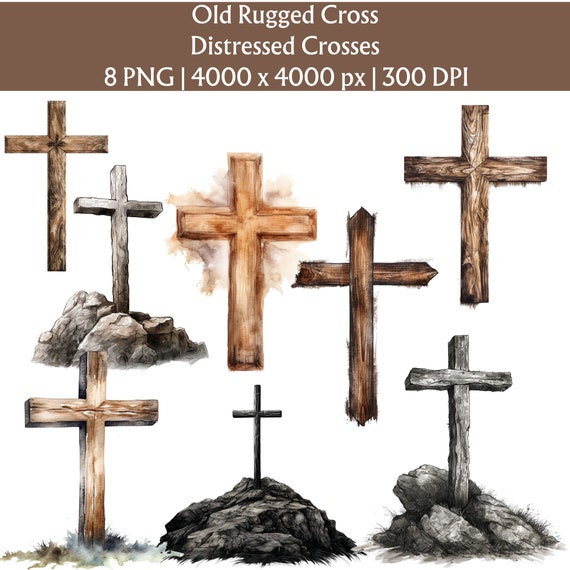 Old Rugged Cross PNG, Distressed Cross, Christian Cross, Religious