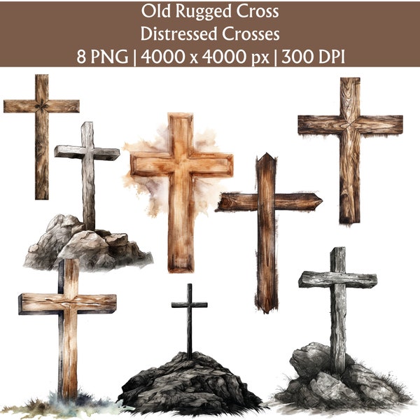 Old Rugged Cross PNG, Distressed Cross, Christian Cross, Religious Easter, Good Friday Clipart, Faith Jesus, Digital Download Commercial Use