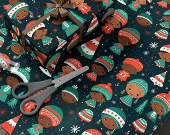 African American Kids Gift wrap, Afrocentric Holiday Wrapping Paper, Kwanzaa Gift, Ethnic African Gift wrap, Diverse Multicultural Scrapbook