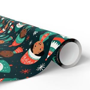 Papel de regalo para niños afroamericanos, papel de regalo navideño afrocentrista, regalo de Kwanzaa, papel de regalo étnico africano, álbum de recortes multicultural diverso imagen 7