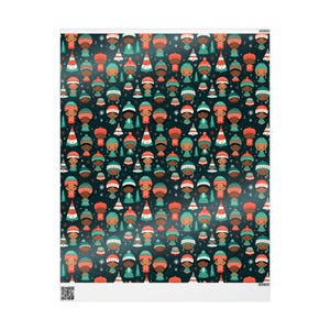 Papel de regalo para niños afroamericanos, papel de regalo navideño afrocentrista, regalo de Kwanzaa, papel de regalo étnico africano, álbum de recortes multicultural diverso imagen 8