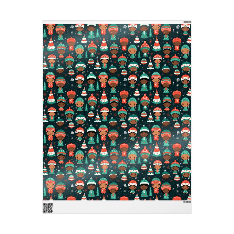 Papel de regalo para niños afroamericanos, papel de regalo navideño afrocentrista, regalo de Kwanzaa, papel de regalo étnico africano, álbum de recortes multicultural diverso imagen 8