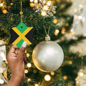 Jamaica Christmas Ornament Jamaican Flag Ceramic Ornament, Caribbean Travel Souvenir, Gift for Yardie Friend, Destination wedding favor