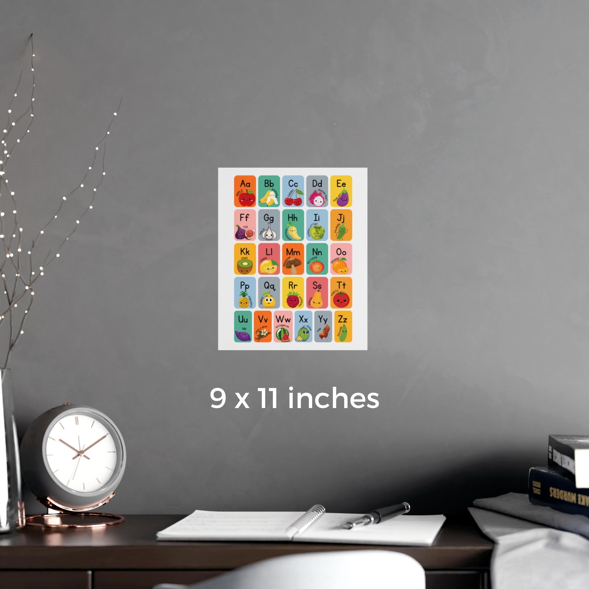 Fruit and Vegetable Alphabet Poster, Kindergarten First Grade Classroom ...