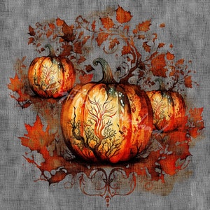 Pumpkin Scrapbook Printable Paper, Fall Autumn Pattern Digital Paper, Thanksgiving Seasonal Background, Digital Download, Commercial Use