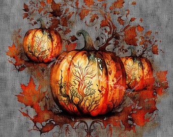 Pumpkin Scrapbook Printable Paper, Fall Autumn Pattern Digital Paper, Thanksgiving Seasonal Background, Digital Download, Commercial Use