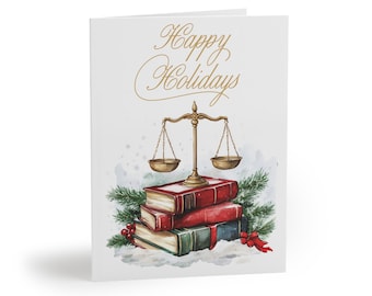 Scales of Justice Christmas Card, Lawyer Holiday Greeting Card, Happy Holidays to Law Student, Paralegal, Legal Assistant, Judge, Attorney