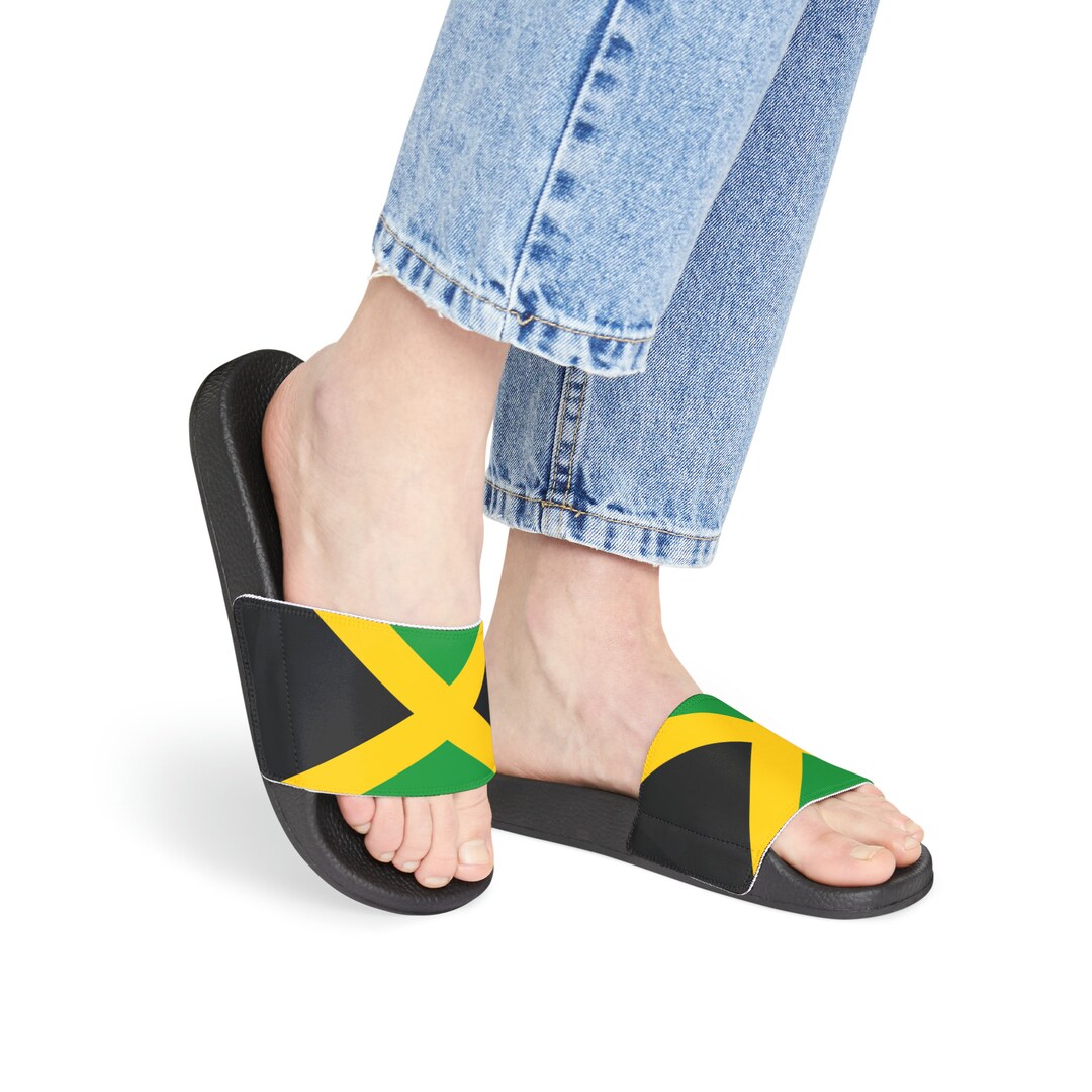 Jamaica Slides Sandals Jamaican Flag Womens Slides Slippers Etsy