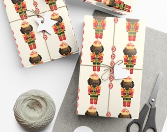African American Nutcracker Wrapping Paper, Afro Christmas Gift wrap, Black Nutcracker, African Gift wrap, Ethnic Gift Wrap Holidays