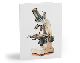 Microscope Science Greeting Card, Geeky Card, Science, Research Scientist, Lab Technician, Biology Microbiology, Pathology, Blank Inside