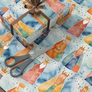 Watercolor Three Wise Men Gift Wrap, Religious Christmas Nativity Themed Wrapping Paper