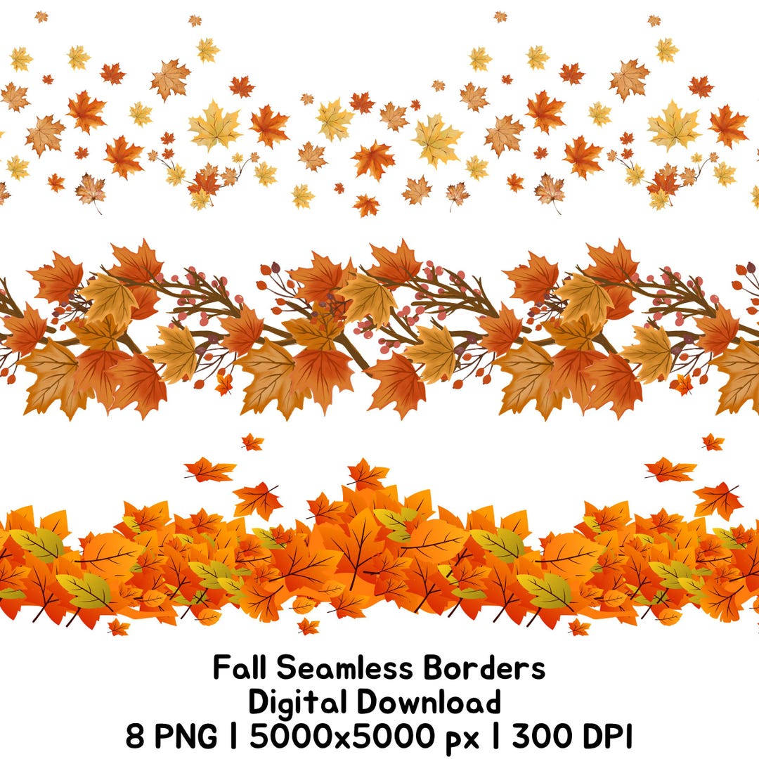 Fall Leaves Border Clipart, Autumn Seamless Pattern Transparent PNG ...