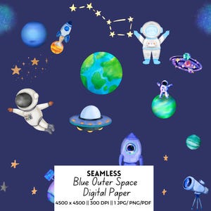 Weltraum Digital Papier, Blau Astronaut Nahtlose Muster, Junge Nahtlose Datei, Blau Kinderzimmer Dekor, Stoff-Design, Junge Astronaut, Baby Kunstwerk