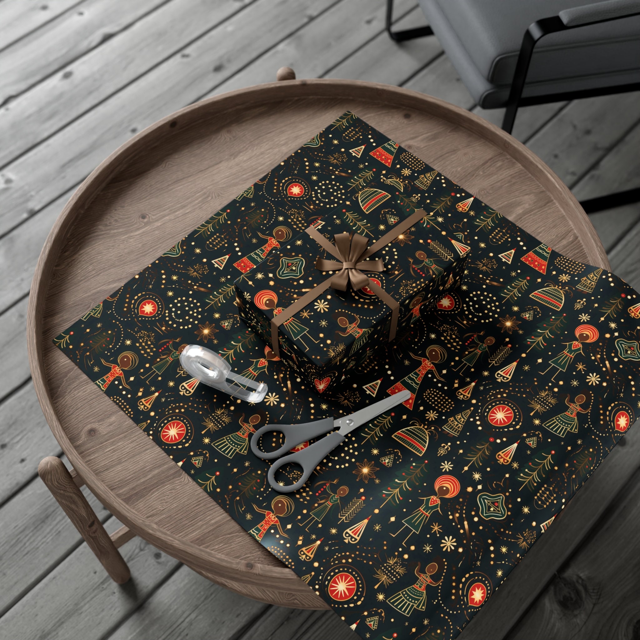 Afrocentric Holiday Wrapping Paper, African Gift Wrap, Ethnic Gift Wrap, African American