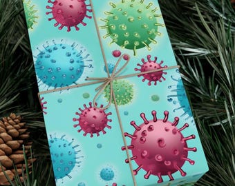 Microbiology Wrapping Paper, Viruses Bacteria Science Themed Gift Wrap, Biomedical Science Teacher, MD PhD Researcher Graduation, Lab Decor