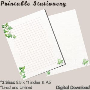 Papel de papelería Ivy and Pearls, papel para agenda con líneas y sin líneas, estilo botánico, notas de sermones bohemios, diario, lista de tareas, tamaño carta A5 de EE. UU.