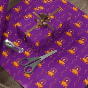 Diwali Gift Wrapping Paper, Purple and Gold Diya Rangoli Pattern, Deepavali Gift wrap, Festival of Lights, Indian Pattern, Magenta Paper