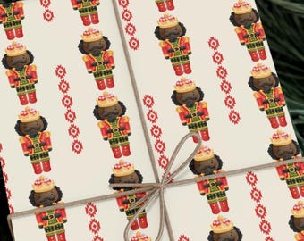 Black Nutcracker Wrapping Paper, African American Christmas Gift wrap, Afrocentric Nutcracker, African Gift wrap, Ethnic Gift Wrap Holidays