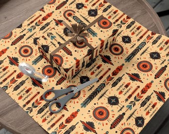 Native American Wrapping Paper, Southwestern Pattern Tribal Ethnic Gift Wrap, Santa Fe Eco Friendly Gift Wrapping Sheets, Unique gift wrap