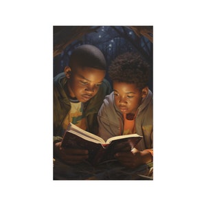 Black Boys Reading Poster, Literacy, Library Classroom Decor, Librarian Back to School Gift, African American Education Inspiration