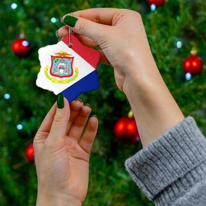 Sint Maarten Christmas Ornament, St Maarten Flag Ceramic Christmas Tree Ornament, Saint Maarten Gift Travel Souvenir, St Martin Caribbean