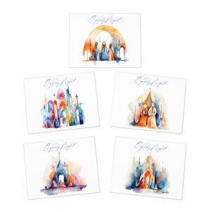Cartes de voeux crèche de Noël, cartes de Noël chrétiennes aquarelles, paquet de plusieurs