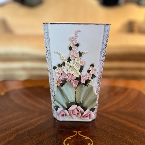 Antique Floral Ceramic Vase