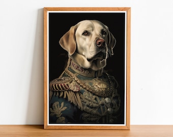 Labrador 01 Vintage Style Hunde Portrait, Hunde Wandkunst, Hundekopf Menschlicher Körper, Hunde Druck, Hunde Poster, Wohnkultur, Hunde Geschenk