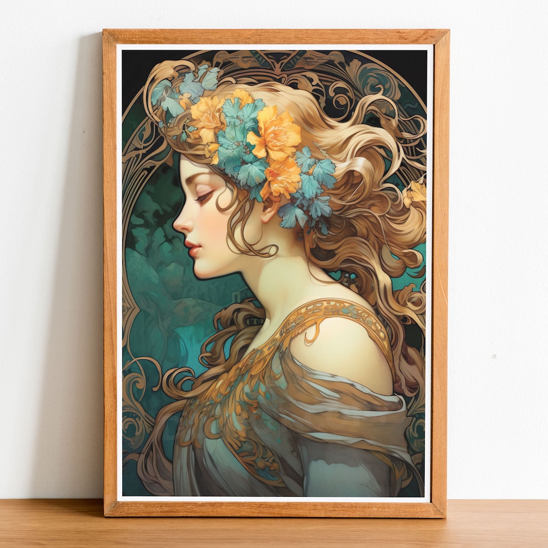 Art Nouveau Woman 10, Art Nouveau Poster, Alphonse Mucha Style Print ...