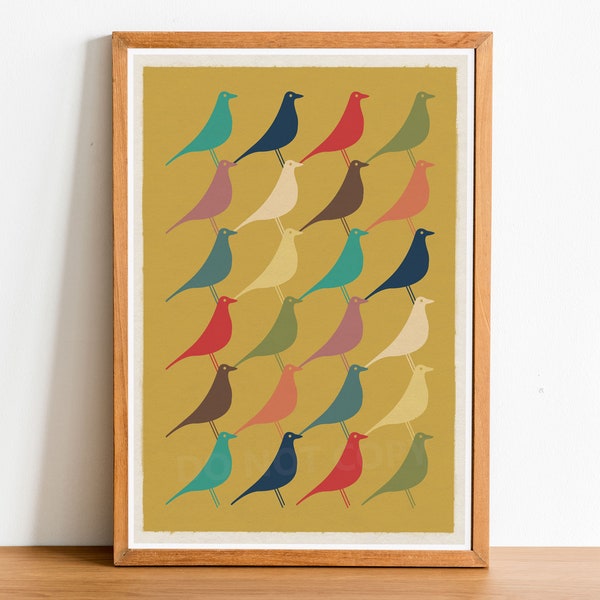 Mid Century Modern Eames Bird Poster, Mid Century Modern Art Print, Retro Wall Art, Home Decor, Retro Art, Mid Century Art, Eames Bird