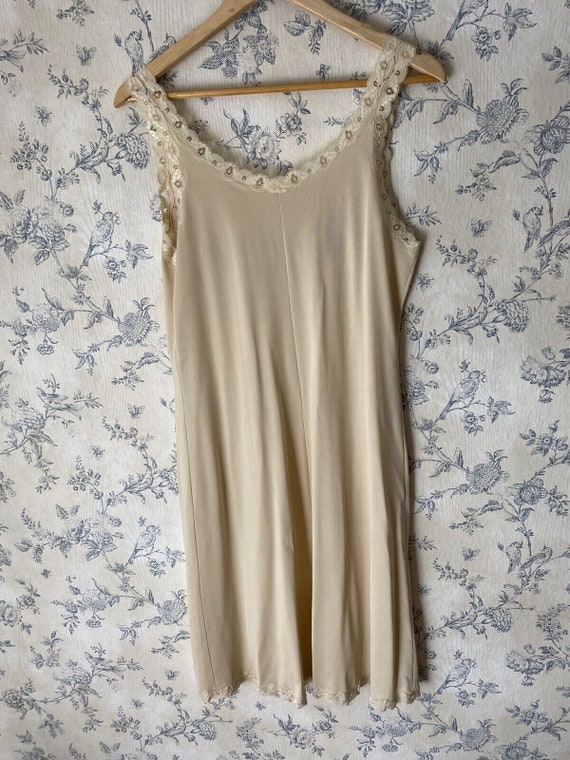 Vintage 1950’s French Slip Nightdress Gold Cream … - image 2