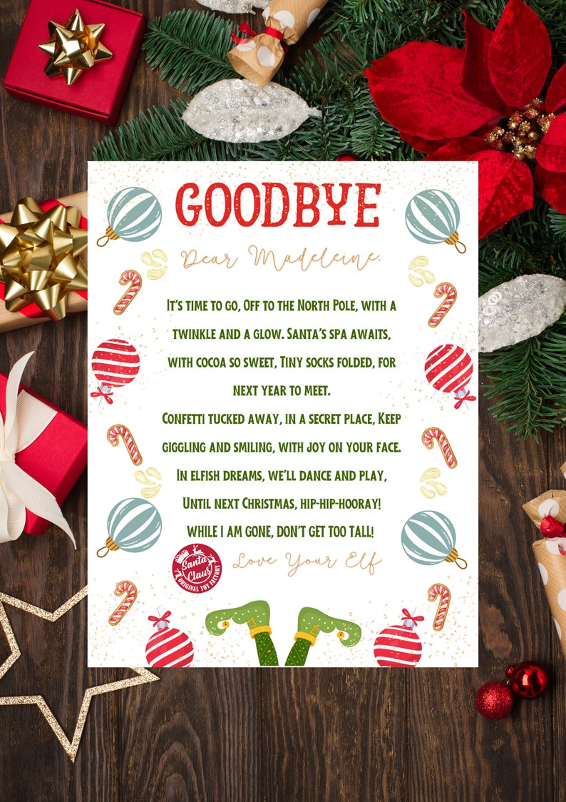 Editable Elf on the Shelf Elf Letter Christmas Goodbye Poem - Etsy
