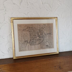Antike original gerahmte Landschaftskarte der italienischen Stadt Trient für Sammler von kartographischen Drucken und Vintage-Wanddekorationen