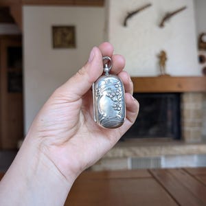 Monedero antiguo de plata estilo art nouveau con colgante de doble compartimento