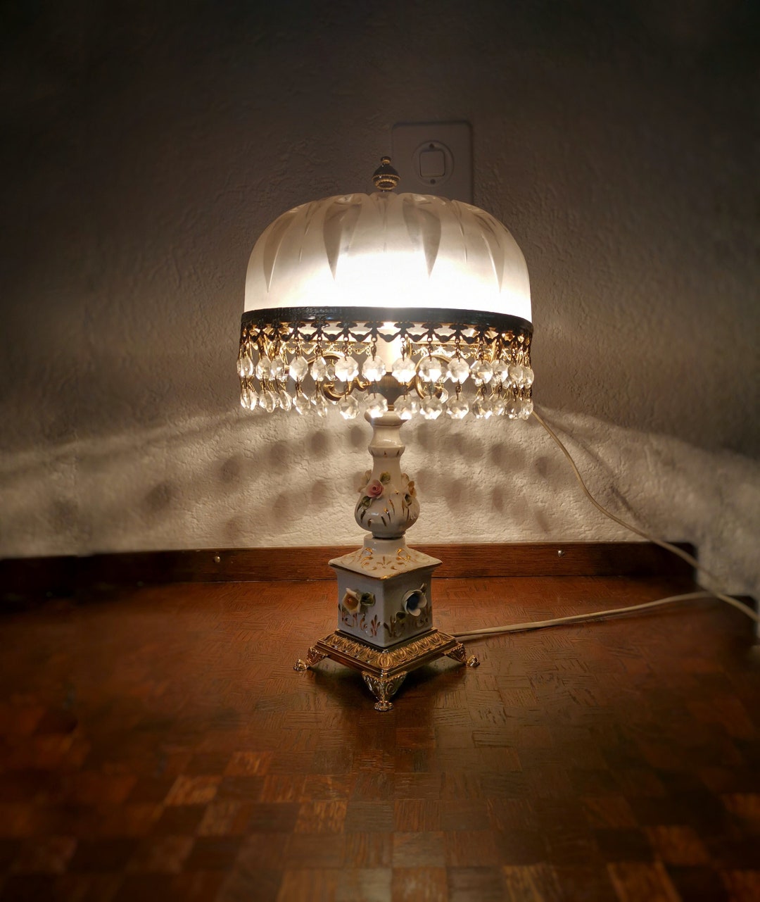 Vintage French Table Lamp Made of White Porcelain With Etsy
