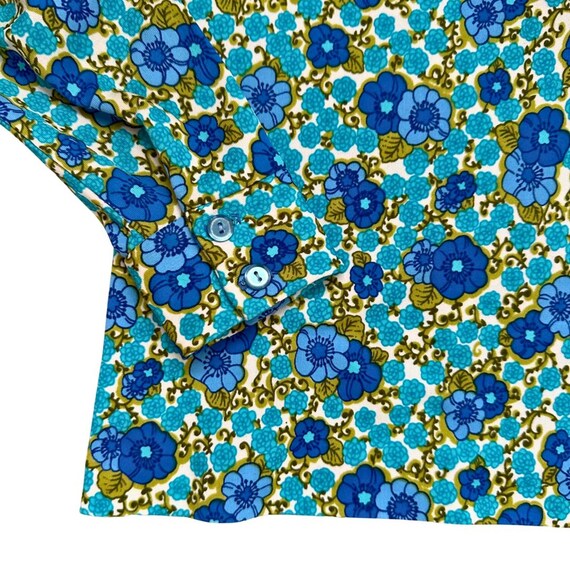 1970's Blue Floral Longsleeve Blouse | Alex Colman - image 4