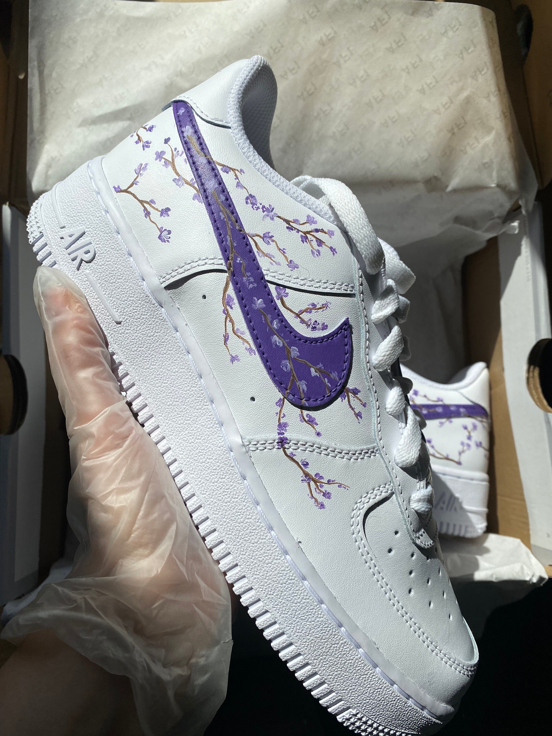 purple flower nike shoes