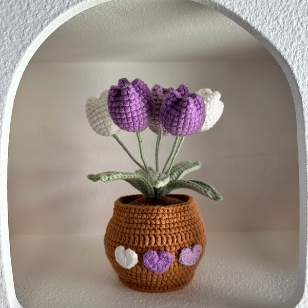 Handmade Crochet Tulip Flower Pot