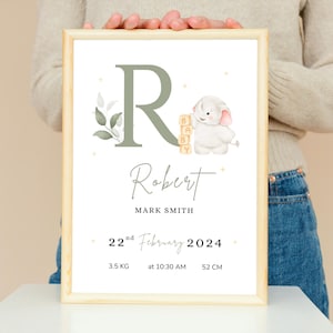 Decoración de pared para guardería con nombre de bebé personalizado de Safari, póster con detalles de nacimiento y peso, decoración para habitación de bebé recién nacido, póster con hitos del nacimiento del bebé