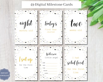 Woodland Baby Milestone Cards, Printable Unisex Monthly Milestone Cards, Personalized Cards Baby Shower Gift Photos Props Instant Download