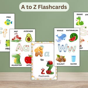 Alphabet Karteikarten Lernkarten, ABC Flashkarten druckbare A bis Z Karten, Lerne ABC Buchstaben Montessori Karten, Alphabetkarten für Kinder