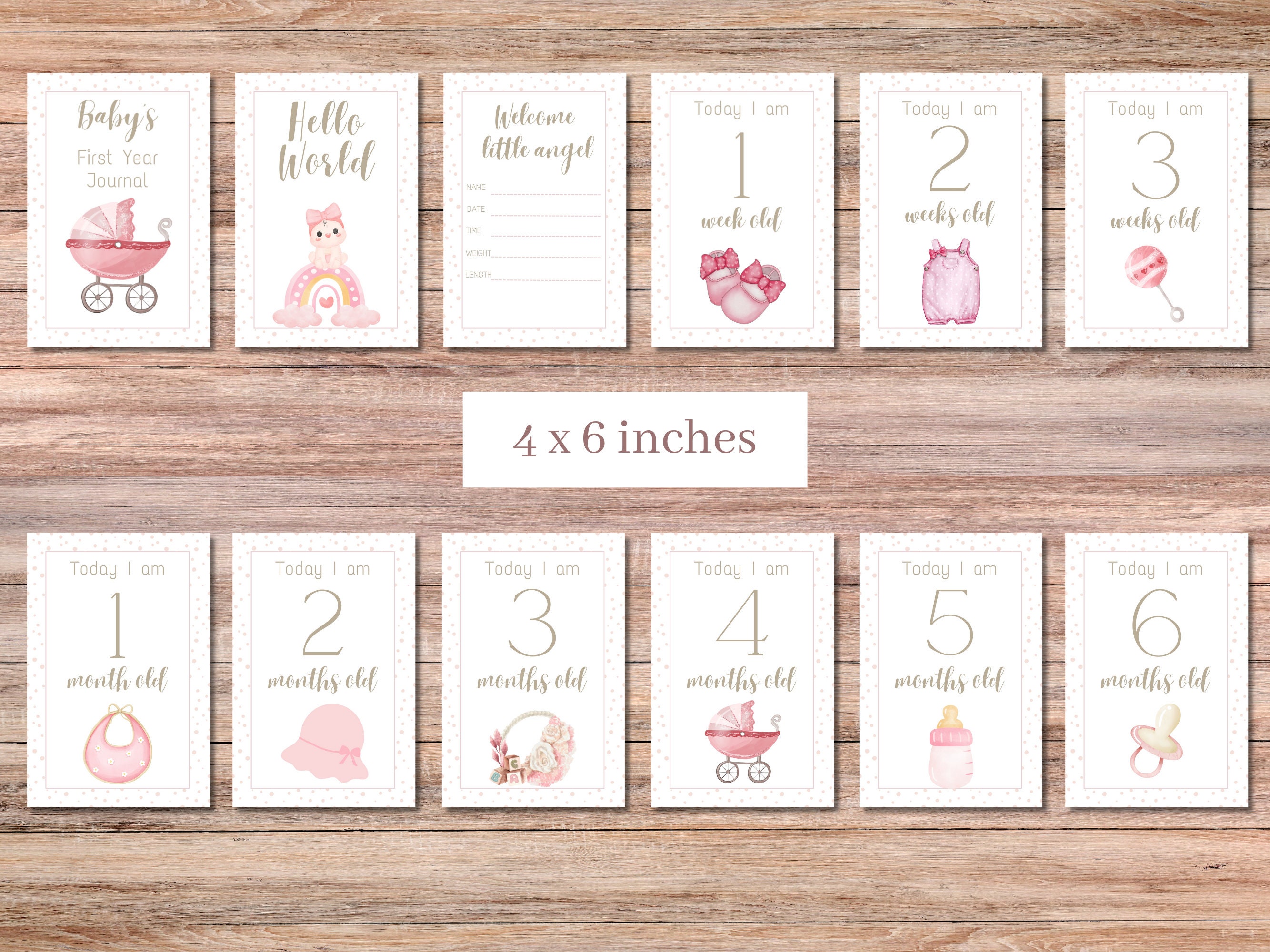 56 Baby Girl Printable Milestone Cards, Monthly Milestone Cards Baby ...