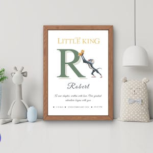 Póster con detalles de nacimiento del Rey León, arte de pared para guardería, impresión con nombre, póster personalizado con detalles de nacimiento de bebé, habitación de recién nacido, habitación del Rey León, niño o niña