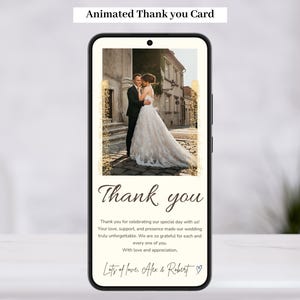 Hochzeit Dankeskarte mit Foto Bearbeitbarer Geburtstag Dankeschön Digitale Dankeschön-Karte für Telefon Animierte Dankeschön-Kartenvorlage Party