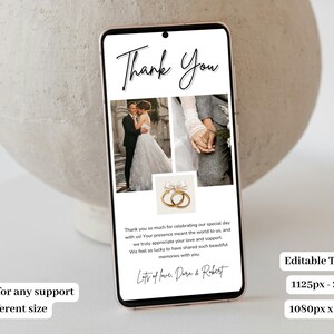 Hochzeit Dankeskarte mit Foto, Telefon Dankeschön Party, Digitale Dankeschön-Karte Moderne, bearbeitbare Dankeschön Ecard Geburtstagsvorlage