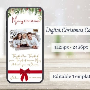 Biglietto di auguri di Natale con foto di famiglia Biglietto di auguri di famiglia con foto Biglietto di auguri di Natale con foto di famiglia digitale Biglietto di auguri di famiglia modificabile per telefono